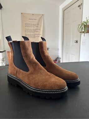 Dolce Vita Brown Suede Hawk Lug Sole Chelsea Boots - Men’s